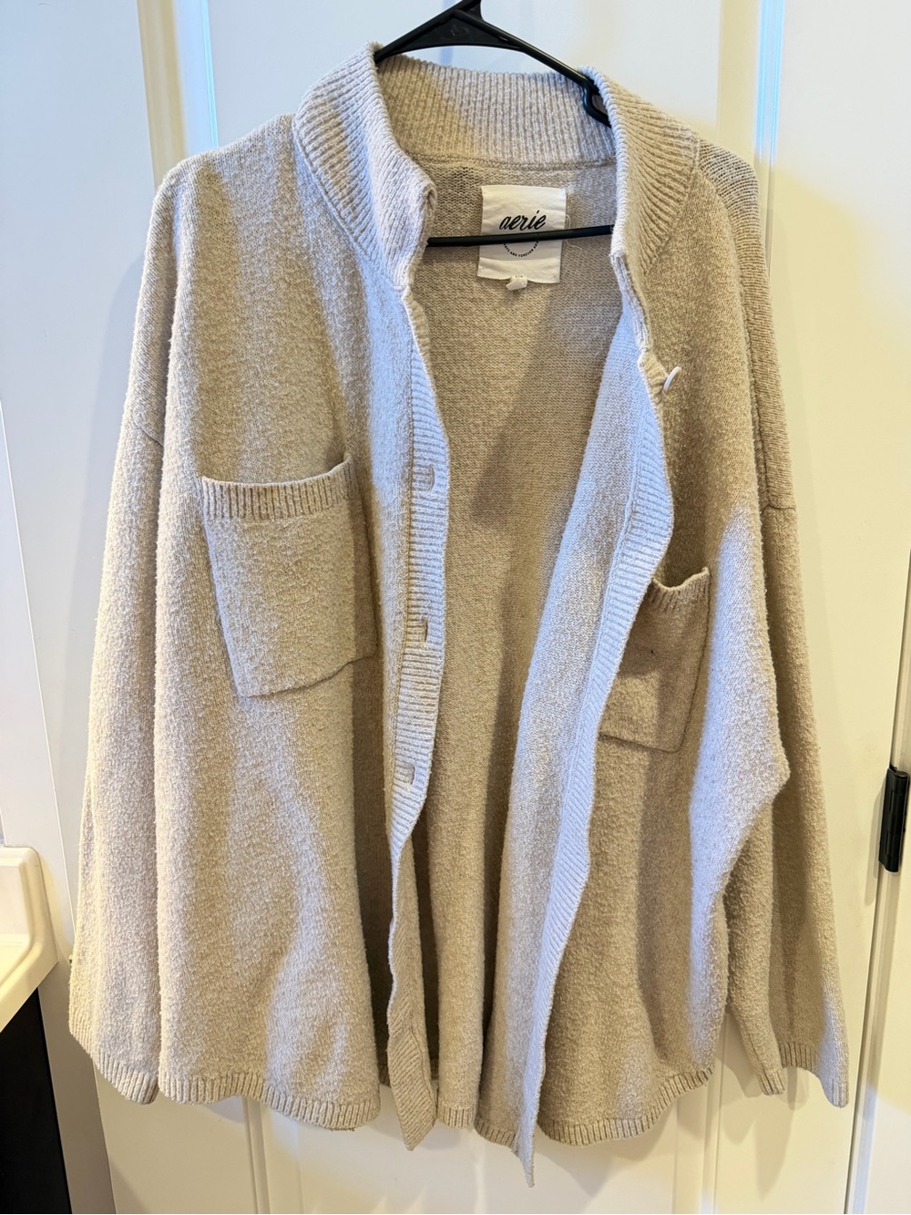 aerie women’s Cream Knit Button-Front Cardigan Sweater